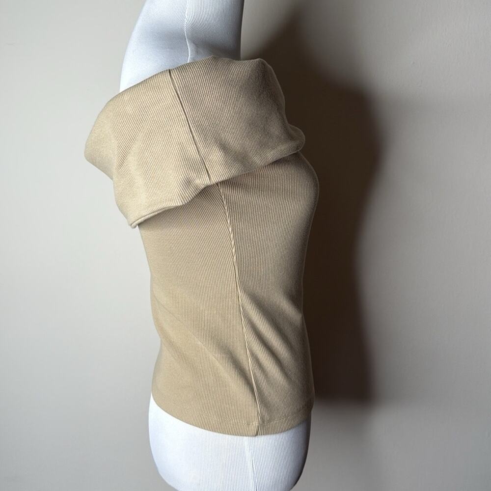 Banana Republic Factory Maverick Tan Ribbed Off Shoulder Top - Picture 4 of 6